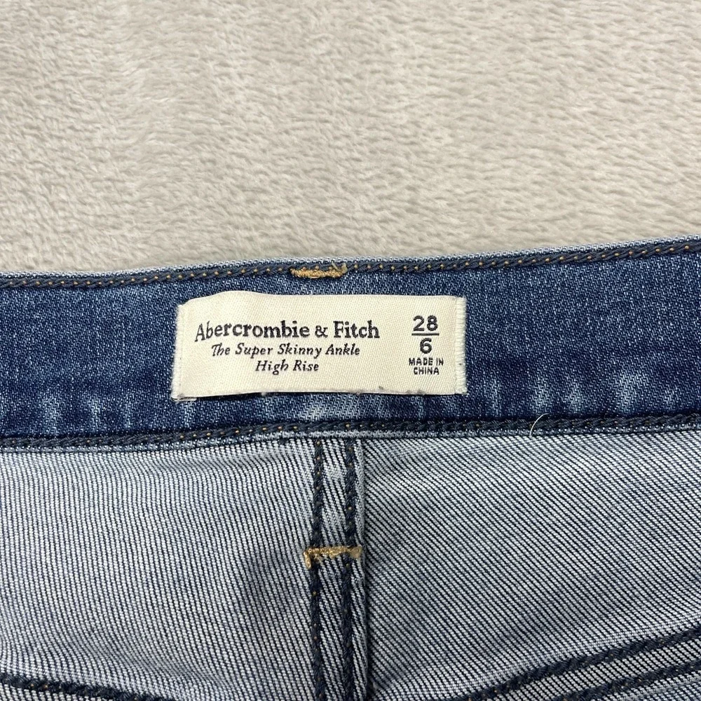 Abercrombie & Fitch Ankle Jeans Womens 28/6 (28x27) Blue Denim High Rise‎ Skinny